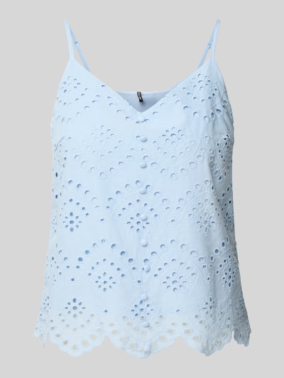 Pieces Regular fit blousetop van puur katoen, model 'VILDE' Lichtblauw - 2