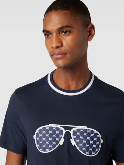 Michael Kors T Shirt mit Motiv und Label Print Modell AVIATOR dunkelblau online kaufen