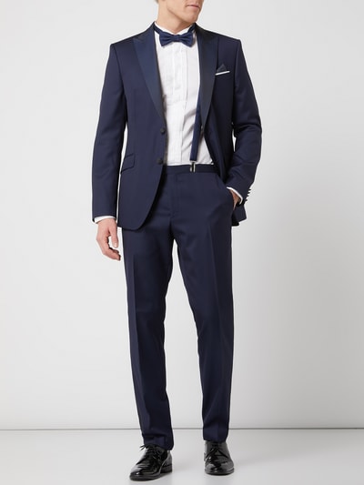 JOOP! Collection Slim fit smokingbroek met handgestikte randen Donkerblauw - 1