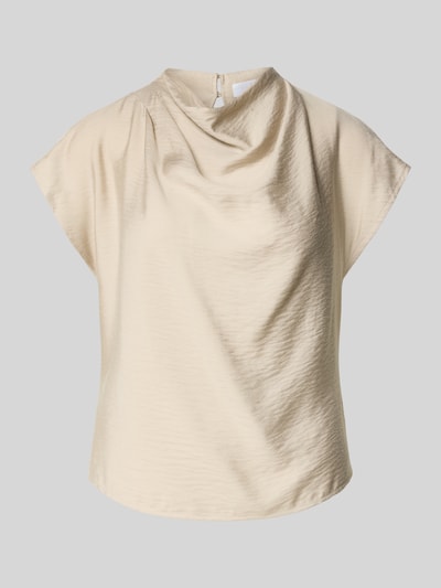 Produktfoto, Drapiertes Blusentop aus Modal-Mix von Jake*s Collection in Beige mit fließender Struktur, Kappärmel, Regular Fit, 58 cm Rückenlänge.