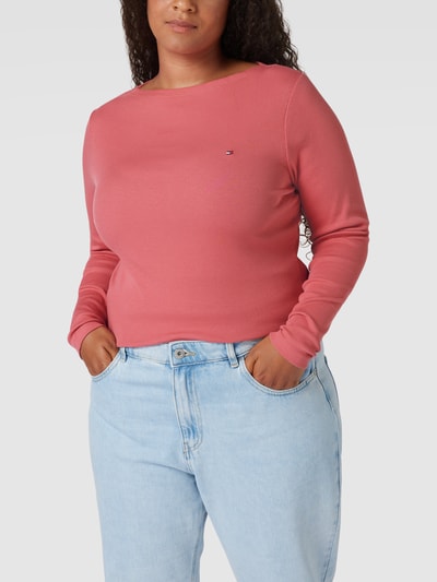 Tommy Hilfiger Curve PLUS SIZE Longsleeve in Ripp-Optik Pink 4