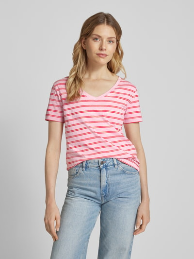 Mango T-Shirt mit V-Ausschnitt Modell 'CHALAPI' Pink 4