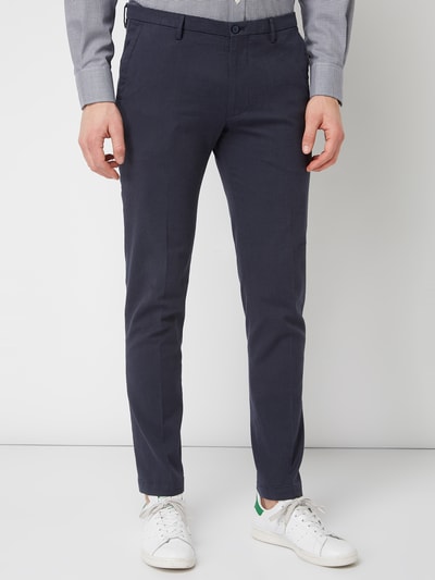 Cinque Slim Fit Chino mit Webmuster Blau Melange 4