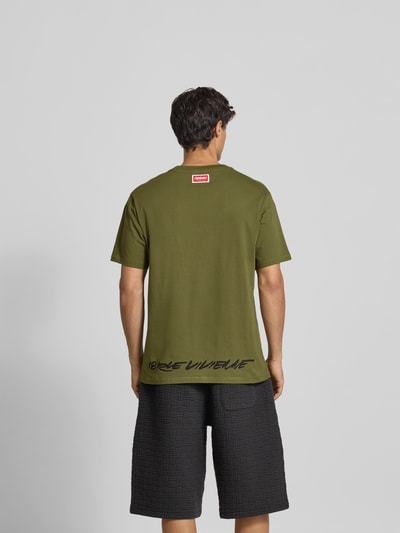 Kenzo T-Shirt mit Label-Print Khaki 5