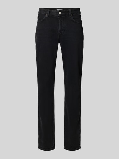 Produktfoto, Straight Fit Jeans aus Baumwoll-Mix von Marc O'Polo DENIM in Schwarz mit klassischen Nähten und glatter Textur