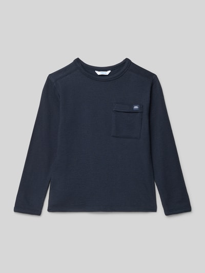 Mayoral Bluzka z długim rękawem o kroju regular fit z kieszenią na piersi Granatowy 1