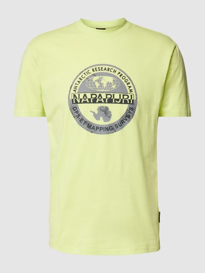 Napapijri T-shirt z nadrukiem z logo model ‘BOLLO’ Żółty 2
