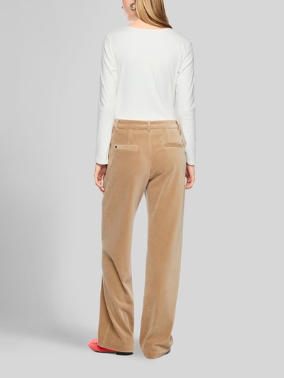 Marc Cain Wide Leg Anzughose aus Baumwoll-Mix Modell 'WUKARI' Camel 5