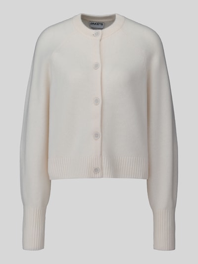 Jake*s Casual Strickjacke aus reiner Wolle mit Label-Detail Offwhite 2