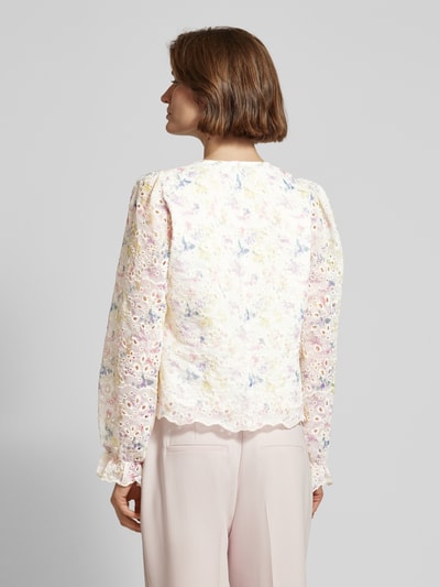 Neo Noir Blouse met broderie anglaise, model 'Candice' Beige - 5