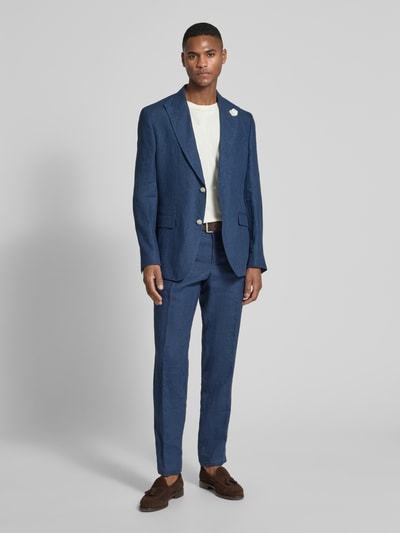 BOSS Slim Fit Leinenhose mit Gesäßtaschen Modell 'Genius' Marine 1