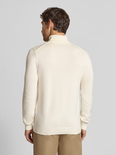 Christian Berg Men Slim fit pullover van een mix van katoen en wol  Offwhite gemêleerd - 5