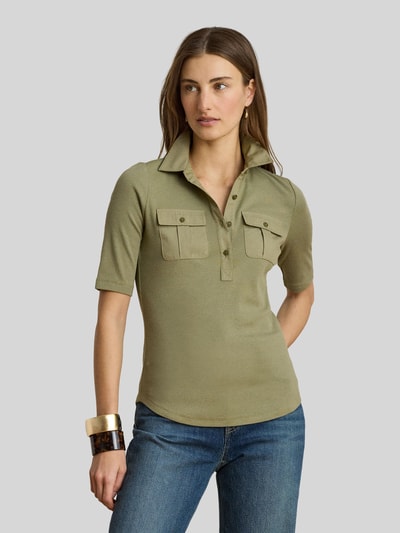 Lauren Ralph Lauren t-shirt o kroju slim fit z mieszanki bawełny model 'HAIDELLE' Khaki 4