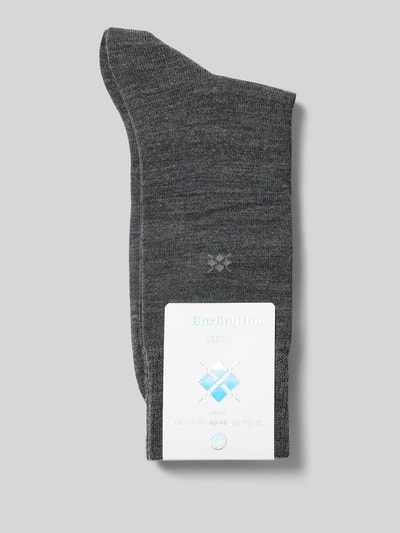 Productfoto, sokken van scheerwolmix met logostitching Model 'Leeds' van Burlington, elastische band, heren, grijs, fijne textuur