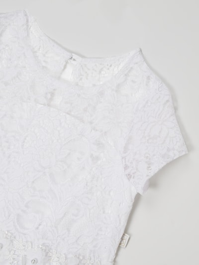 Monny Kleid mit floraler Spitze Weiß 2