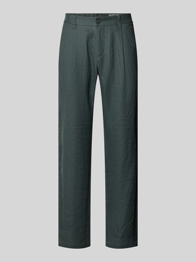 Produktfoto, Tapered Leinenhose mit Gürtelschlaufen Modell 'OSBY JOGGER' von Marc O'Polo, Unifarben, Bundfalte, reines Leinen, seitliche Eingrifftaschen, Knopf und verdeckter Reißverschluss, glatte Oberfläche