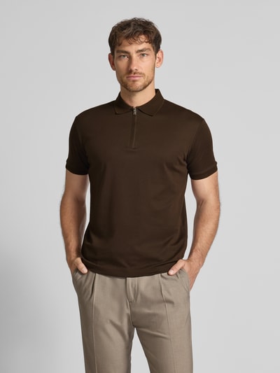 SELECTED HOMME Regular Fit Poloshirt aus Baumwoll-Mix Modell 'FAVE' Dunkelbraun 4