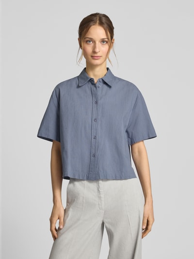 JAKE*S STUDIO WOMAN Korte blouse met kentkraag Jeansblauw - 4