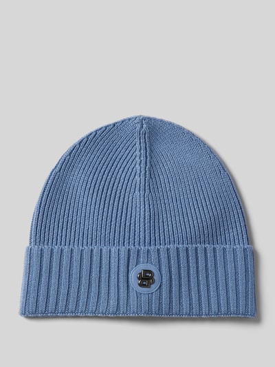 BOSS Beanie van scheerwol met labeldetail, model 'Fati' Bleu - 1