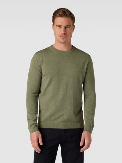 Tom Tailor Gebreide pullover met labelstitching Kaki - 4