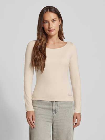 Guess Shirt met lange mouwen en geribde boothals Ecru - 4