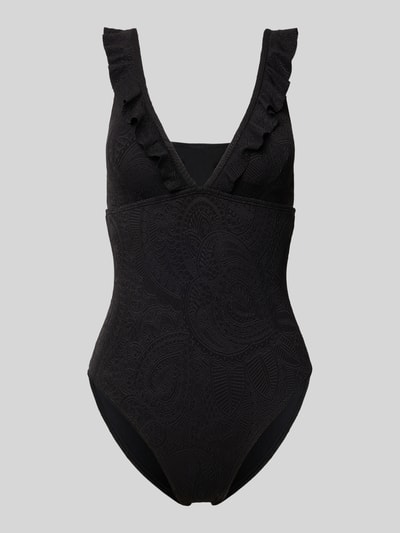 Shiwi Kostium kąpielowy ze wzorem paisley i falbanami model ‘Bobbie’ Czarny 1