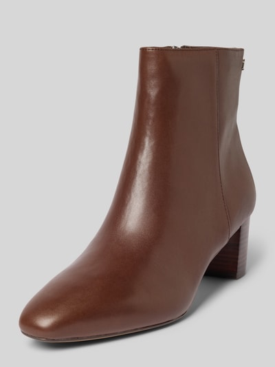 Lauren Ralph Lauren Laarsjes van leer met applicatie, model 'DEMI' Middenbruin - 1