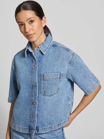 Marc O'Polo Regular Fit Jeansbluse aus Lyocell-Mix mit Leinen und Baumwoll-Anteil Ocean Melange 3