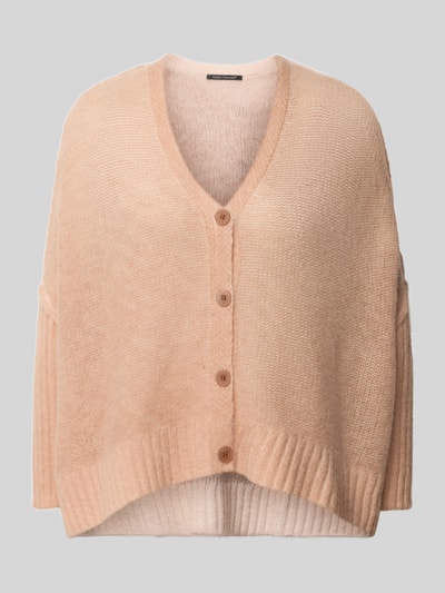 Produktfoto, Oversized Strickjacke mit Alpaka-Anteil von Luisa Cerano in Beige, gerippte Abschlüsse, Knopfleiste, V-Ausschnitt, weich gestrickter Material-Mix