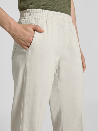 Angels Straight leg stoffen broek met elastische band, model 'Linn' Beige - 3