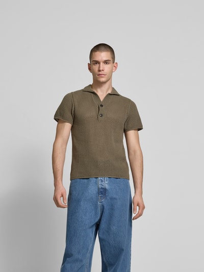 WON HUNDRED Slim Fit Poloshirt in Strick-Optik Khaki 4