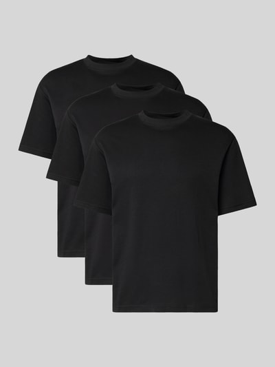 SELECTED HOMME Loose Fit T-Shirt aus Baumwoll-Mix im 3er-Set Modell 'LOOSEOSCAR' Black 2