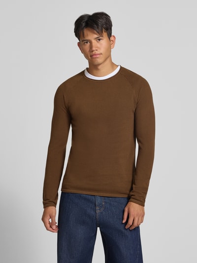 JACK & JONES Regular Fit Pullover aus reiner Baumwolle Modell 'Hill' Mittelbraun 4
