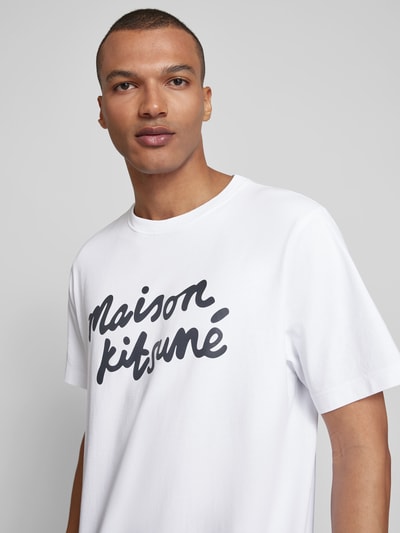 MAISON KITSUNE T-Shirt mit Label-Print Weiss 3