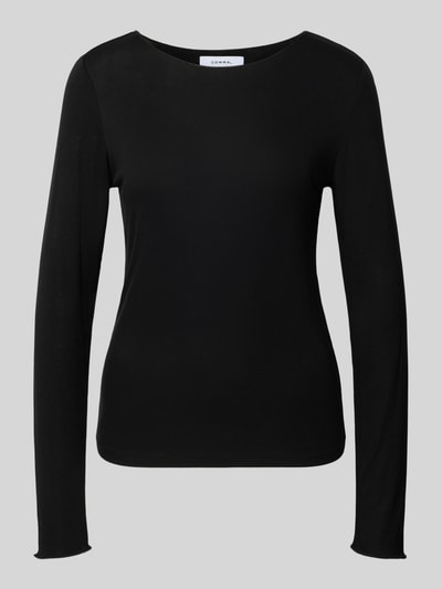 Produktfoto, Longsleeve aus lyocellmix von comma, zwart, getailleerd model, ronde hals, dames, ruglengte maat 36: 56 cm, met stretch