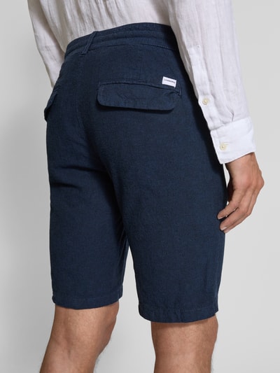 Lindbergh Bermuda met steekzakken opzij en strikceintuur Donkerblauw - 3