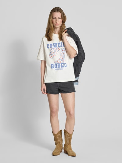 Gina Tricot Oversized T-Shirt mit Motiv-Print Weiss 1