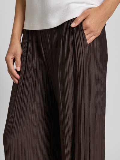 Samsøe Samsøe Spodnie materiałowe z szeroką nogawką i plisami model ‘UMA’ Czekoladowy melanż 3