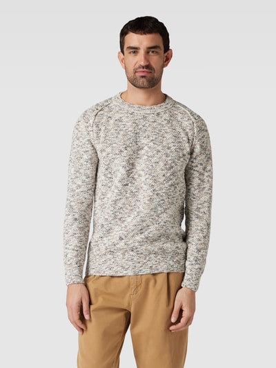 SELECTED HOMME Gebreide pullover in gemêleerde look met ronde hals Offwhite - 4