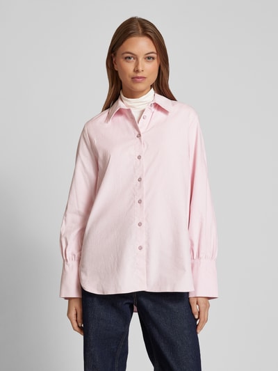 Brax Regular fit overhemdblouse met labeldetail, model 'Viki' Roze - 4