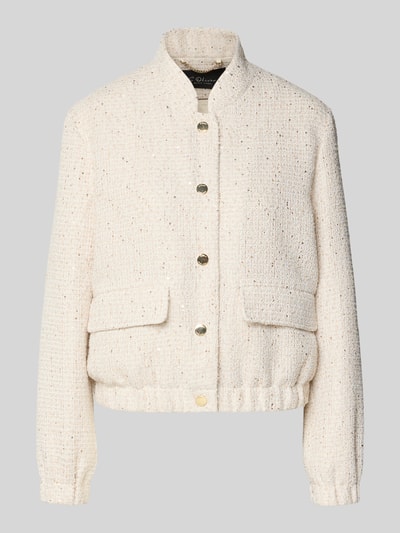 Produktfoto, Regular Fit Kurzblazer mit Paillettenbesatz von s.Oliver BLACK LABEL in schimmernder Bouclé-Optik, Druckknopfleiste, Pattentaschen, elastischer Rumpfabschluss