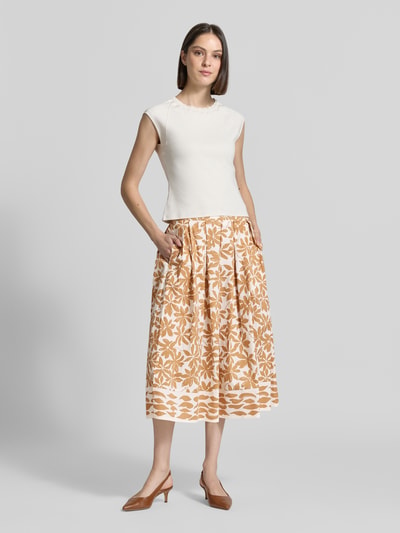 ROBE LÉGÈRE Plooirok in all-over look met elastische band Zand - 1