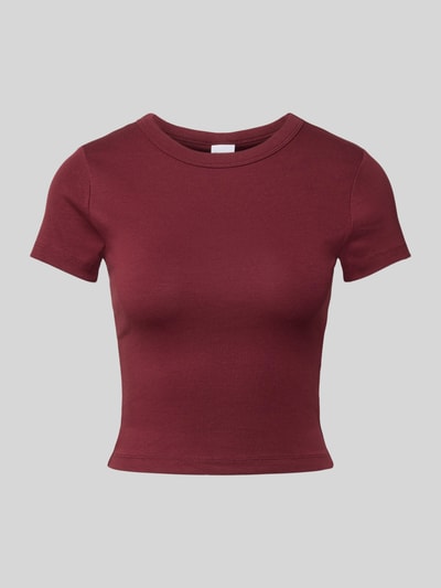 Gina Tricot T-shirt met geribde ronde hals Bordeaux - 2