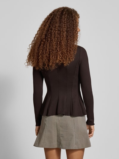 Only Shaped fit shirt met lange mouwen van viscosemix, model 'KENYA' Chocoladebruin - 5