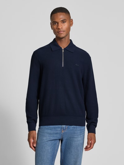 Lacoste Regular Fit Strickpullover in Waffel-Optik Marine 4