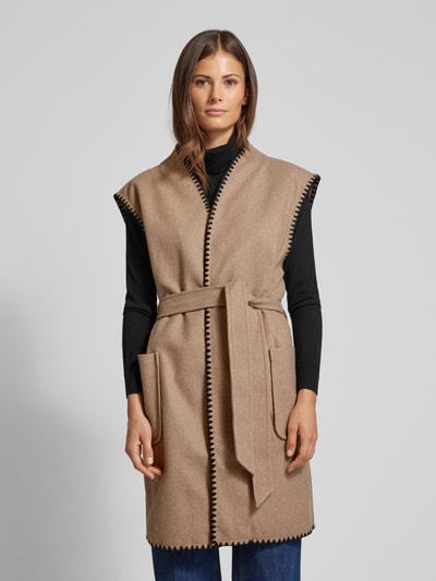 FREE/QUENT Gilet met opgestikte steekzakken, model 'Yanna' Taupe - 4