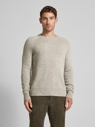 CK Calvin Klein Gebreide pullover van wol met deelnaden, model 'LUXURY' Lichtgrijs gemêleerd - 5