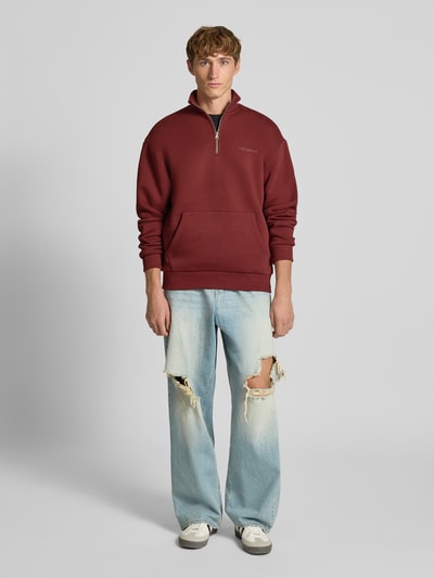 REVIEW Sweatshirt met opstaande kraag en ritssluiting Roestrood - 1