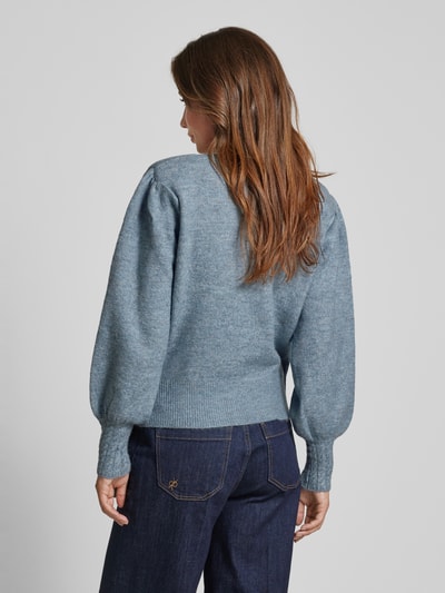 ICHI Gebreide pullover met strikdetail, model 'HOLENE' Rookblauw - 5