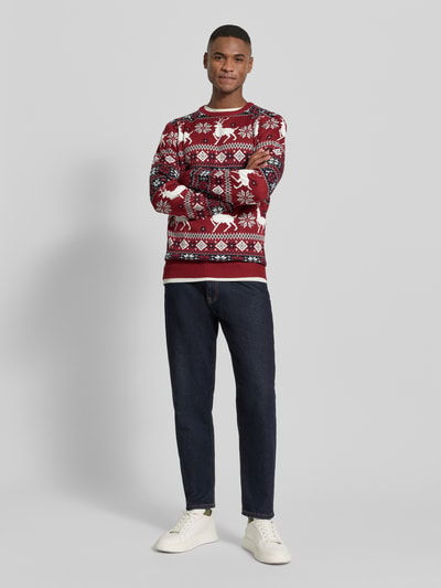 Lindbergh Strickpullover im Allover-Look Bordeaux 1